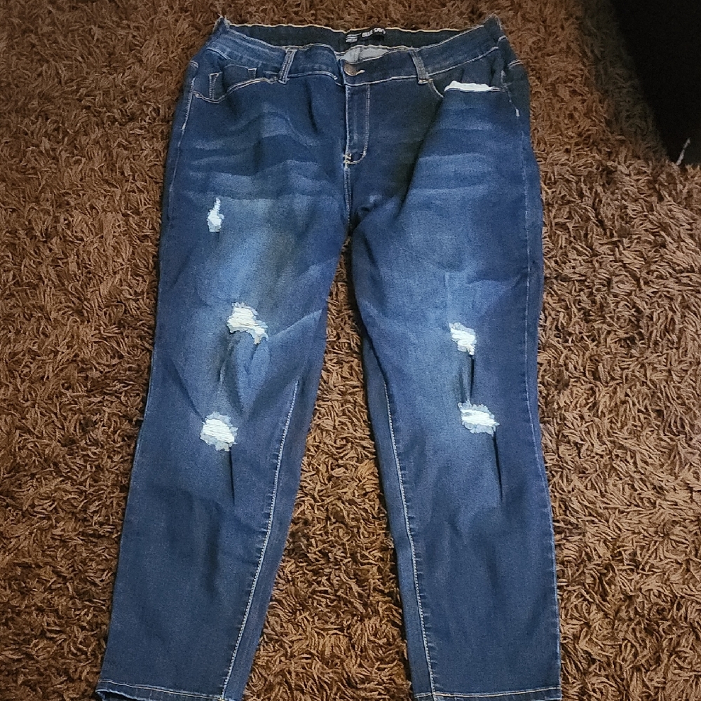 Distressed Blue Jeans